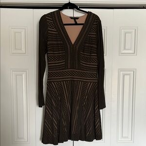 Elegant Olive Green Long Sleeve Dress